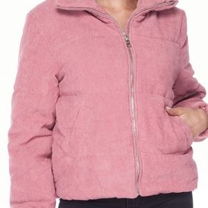 High Neck Quilted Corduroy Puffer Jacket